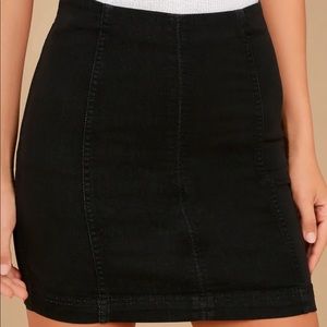 Free People Modern Femme Black Denim Mini Skirt